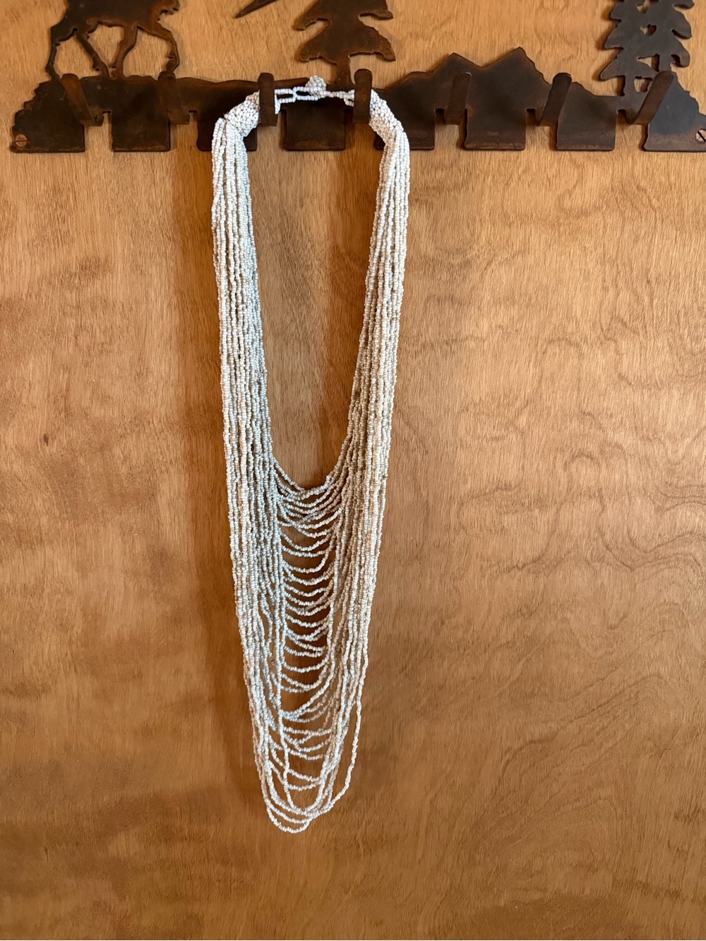 Handmade Multi-Strand White Seed Bead Necklace - Women's Jewelry